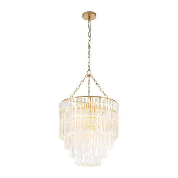 Chandelierias - Glam 7 - Light Sculptural Angled - Cut Glass Cascading Tiered Chandelier - Chandeliers - Brass -