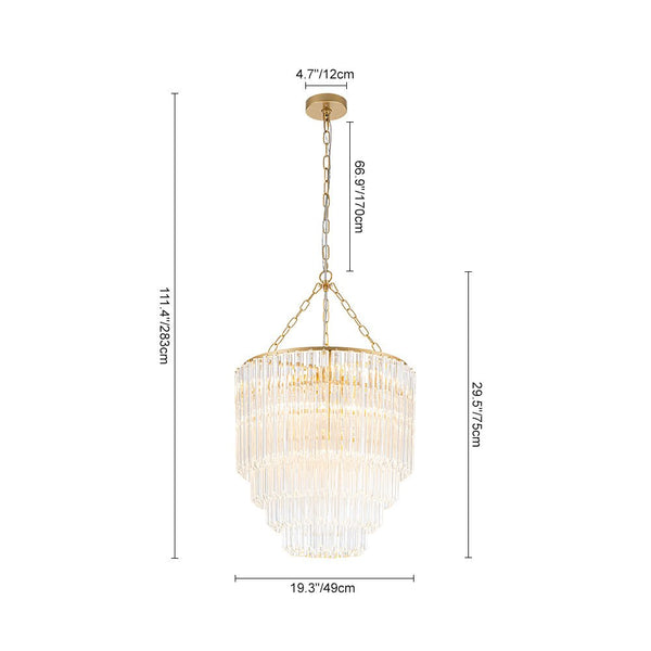 Chandelierias - Glam 7 - Light Sculptural Angled - Cut Glass Cascading Tiered Chandelier - Chandeliers - Brass -