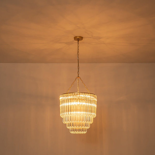 Chandelierias - Glam 7 - Light Sculptural Angled - Cut Glass Cascading Tiered Chandelier - Chandeliers - Brass -