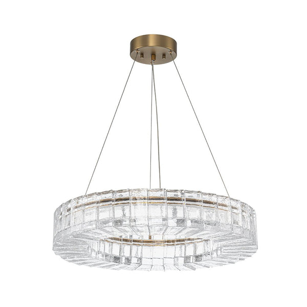 Chandelierias - Glam Handmade Dimmable LED Ice Glass Block Ring Chandelier - Chandelier - Brass -
