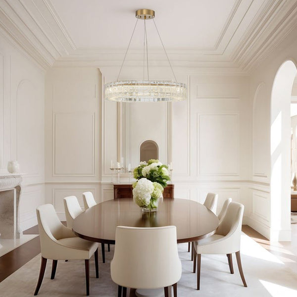 Chandelierias - Glam Handmade Dimmable LED Ice Glass Block Ring Chandelier - Chandelier - Brass -