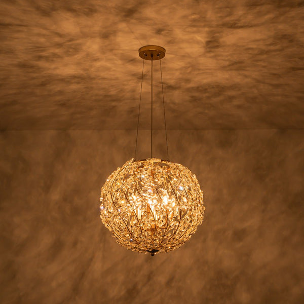 Chandelierias - Glam Luxury Crystal Vines Flowers Wrapped Sphere Chandelier - Chandeliers - 20.7in -