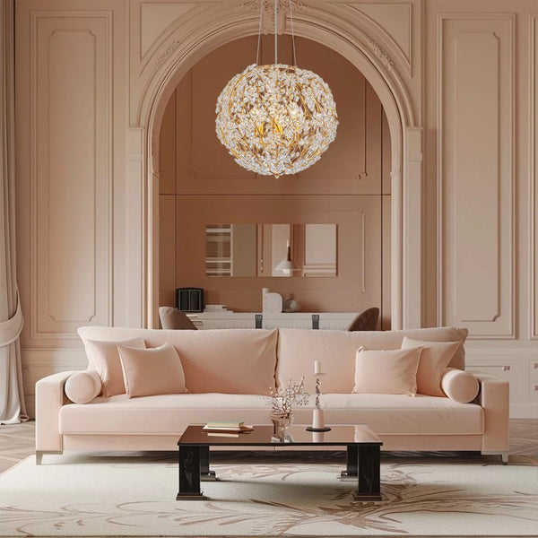 Chandelierias - Glam Luxury Crystal Vines Flowers Wrapped Sphere Chandelier - Chandeliers - 20.7in -