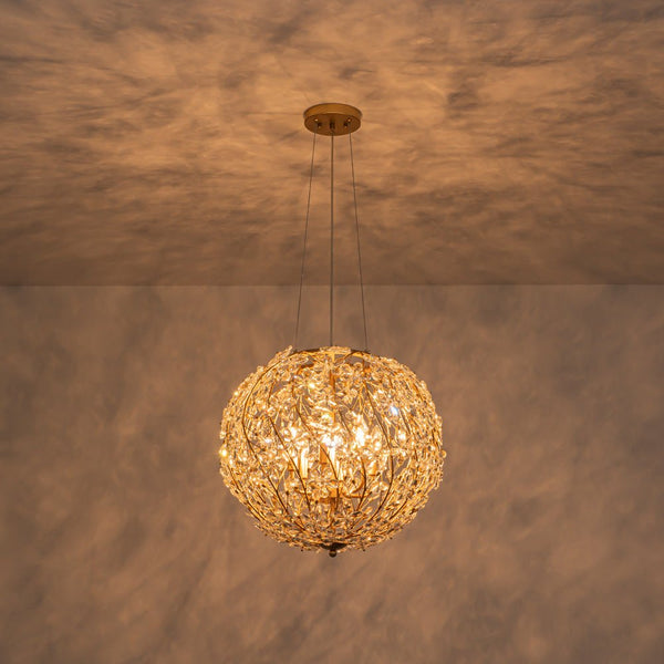 Chandelierias - Glam Luxury Crystal Vines Flowers Wrapped Sphere Chandelier - Chandeliers - 20.7in -