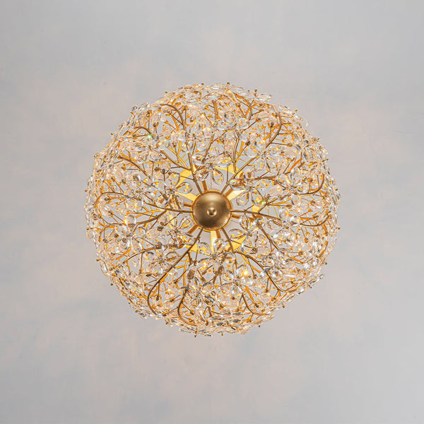 Chandelierias - Glam Luxury Crystal Vines Flowers Wrapped Sphere Chandelier - Chandeliers - 20.7in -