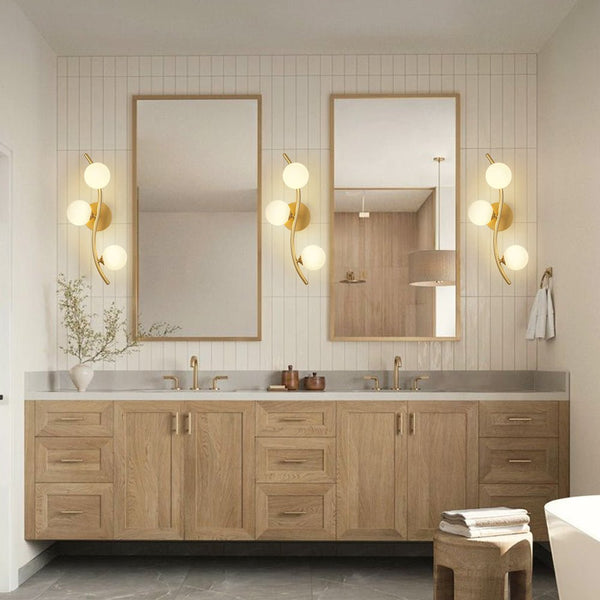 Chandelierias - Glam Modern 3 - Light Flower Branch Linear Semi - Flush Wall Sconce - Wall Light - Brass - 1 - Pack