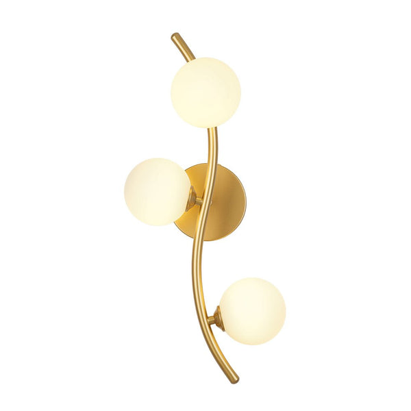 Chandelierias - Glam Modern 3 - Light Flower Branch Linear Semi - Flush Wall Sconce - Wall Light - Brass - 2 - Pack