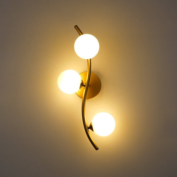 Chandelierias - Glam Modern 3 - Light Flower Branch Linear Semi - Flush Wall Sconce - Wall Light - Brass - 2 - Pack