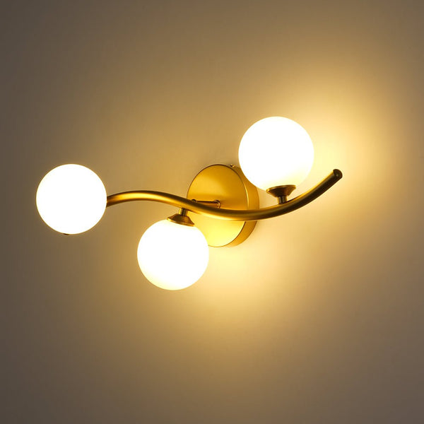 Chandelierias - Glam Modern 3 - Light Flower Branch Linear Semi - Flush Wall Sconce - Wall Light - Brass - 2 - Pack