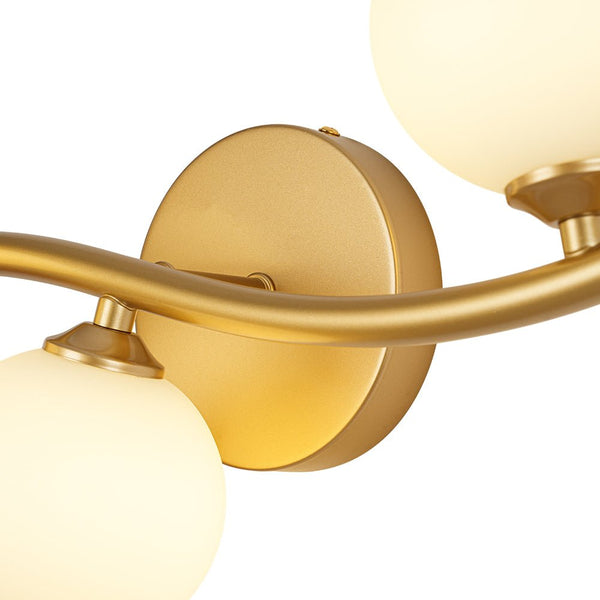Chandelierias - Glam Modern 3 - Light Flower Branch Linear Semi - Flush Wall Sconce - Wall Light - Brass - 2 - Pack