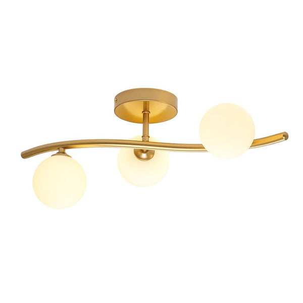 Chandelierias - Glam Modern 3 - Light Flower Branch Linear Semi - Flush Wall Sconce - Wall Light - Brass - 2 - Pack