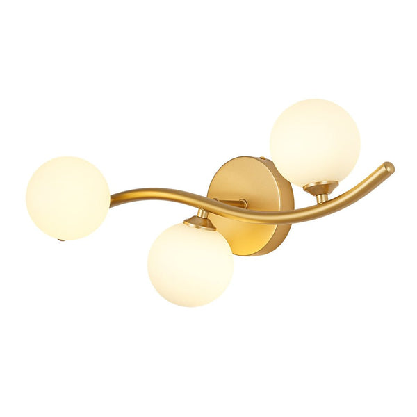 Chandelierias - Glam Modern 3 - Light Flower Branch Linear Semi - Flush Wall Sconce - Wall Light - Brass - 2 - Pack