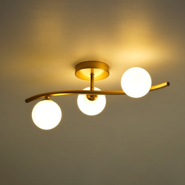 Chandelierias - Glam Modern 3 - Light Flower Branch Linear Semi - Flush Wall Sconce - Wall Light - Brass - 2 - Pack