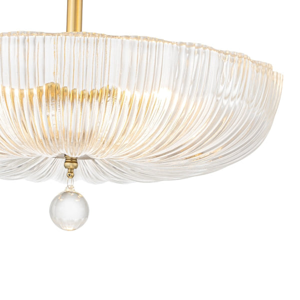 Chandelierias-Glam Round lobed 3-Light Fluted Glass Semi-flush Mount-Semi Flush-Brass-
