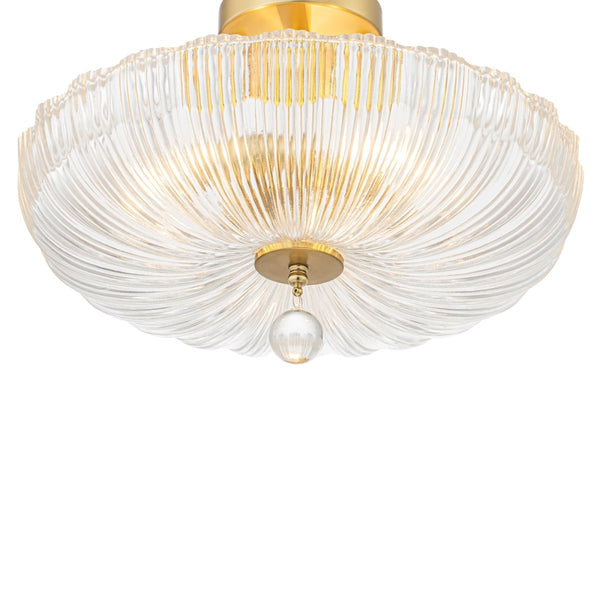 Chandelierias-Glam Round lobed 3-Light Fluted Glass Semi-flush Mount-Semi Flush-Brass-