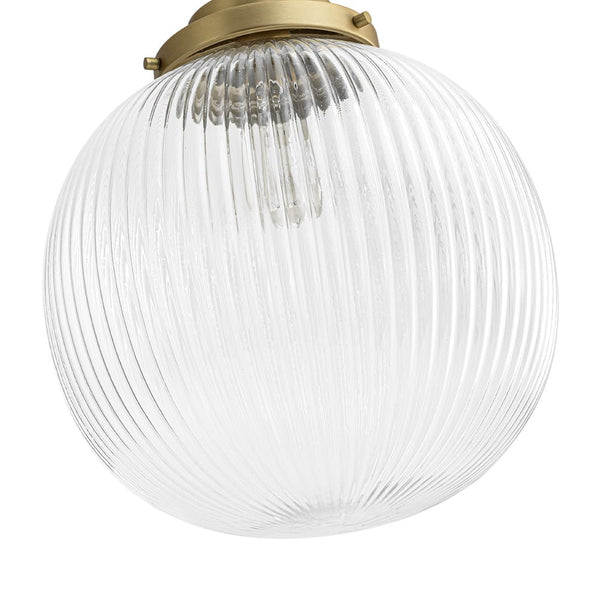 Chandelierias - Glam Single - Light Ribbed Glass Globe Pendant - Pendant - Brushed Brass -