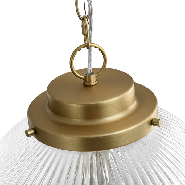 Chandelierias - Glam Single - Light Ribbed Glass Globe Pendant - Pendant - Brushed Brass -