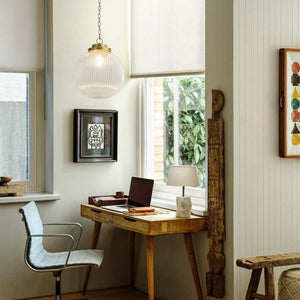 Chandelierias - Glam Single - Light Ribbed Glass Globe Pendant - Pendant - Brushed Brass -