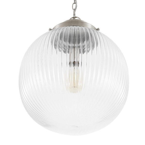 Chandelierias-Glam Single-Light Ribbed Glass Globe Pendant-Pendant-Matte Black-