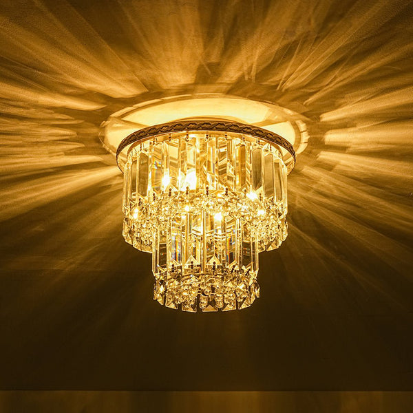 Chandelierias - Glam Tiered Cake - shaped Faceted Crystal Flush Mount - Flush Mount - 3 - Light -