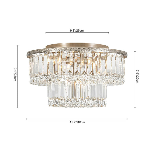 Chandelierias - Glam Tiered Cake - shaped Faceted Crystal Flush Mount - Flush Mount - 5 - Light -
