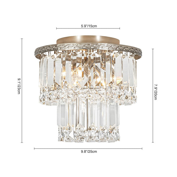 Chandelierias - Glam Tiered Cake - shaped Faceted Crystal Flush Mount - Flush Mount - 5 - Light -