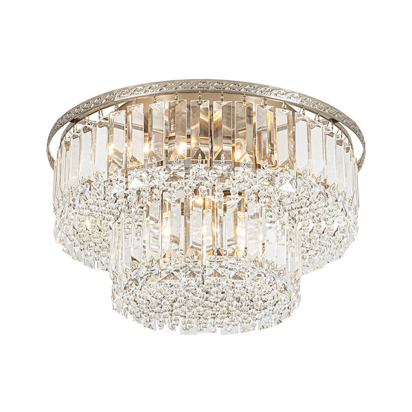 Chandelierias - Glam Tiered Cake - shaped Faceted Crystal Flush Mount - Flush Mount - 5 - Light -