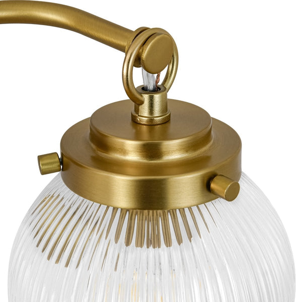 Chandelierias-Glam Vanity Ribbed Glass Dew Single Wall Sconce-Wall Light-Brushed Brass-2-Light