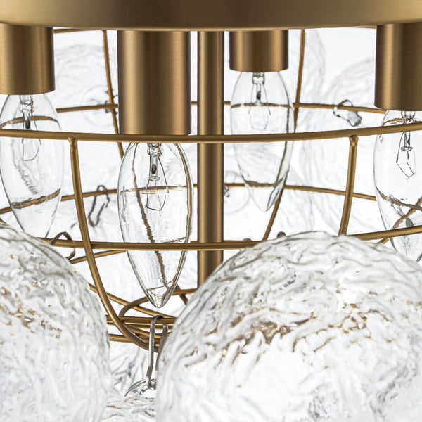 Chandelierias - Gorgeous 4 - Light Clear Textured Glass Bubble Semi - Flush Chandelier - Semi Flush - Ripple Glass -