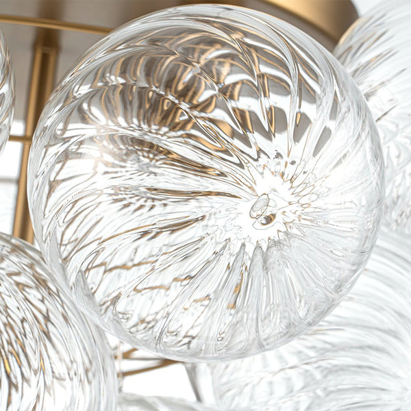 Chandelierias - Gorgeous 4 - Light Clear Textured Glass Bubble Semi - Flush Chandelier - Semi Flush - Ripple Glass -