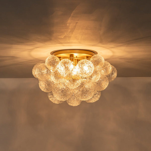 Chandelierias - Gorgeous 4 - Light Clear Textured Glass Bubble Semi - Flush Chandelier - Semi Flush - Ripple Glass -