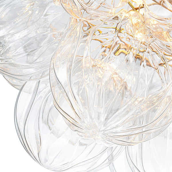 Chandelierias - Gorgeous 4 - Light Clear Textured Glass Bubble Semi - Flush Chandelier - Semi Flush - Ripple Glass -