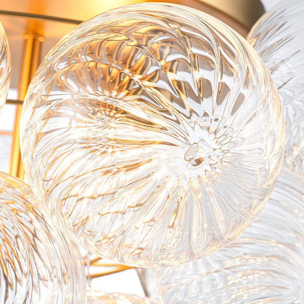 Chandelierias - Gorgeous 4 - Light Clear Textured Glass Bubble Semi - Flush Chandelier - Semi Flush - Ripple Glass -