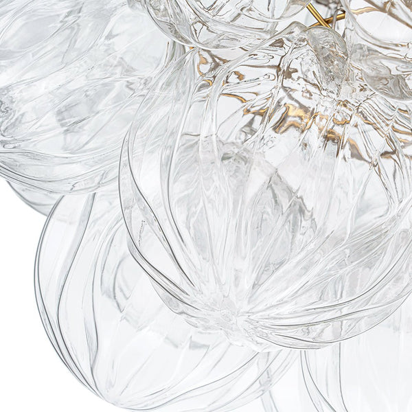 Chandelierias - Gorgeous 4 - Light Clear Textured Glass Bubble Semi - Flush Chandelier - Semi Flush - Ripple Glass -