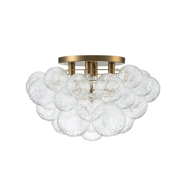 Chandelierias - Gorgeous 4 - Light Clear Textured Glass Bubble Semi - Flush Chandelier - Semi Flush - Ripple Glass -