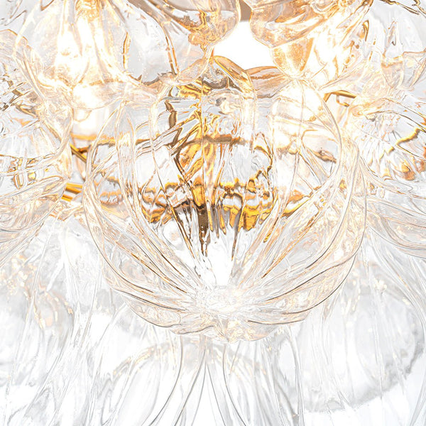 Chandelierias - Gorgeous 4 - Light Clear Textured Glass Bubble Semi - Flush Chandelier - Semi Flush - Ripple Glass -