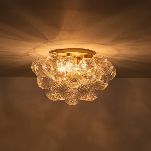 Chandelierias - Gorgeous 4 - Light Clear Textured Glass Bubble Semi - Flush Chandelier - Semi Flush - Ripple Glass -