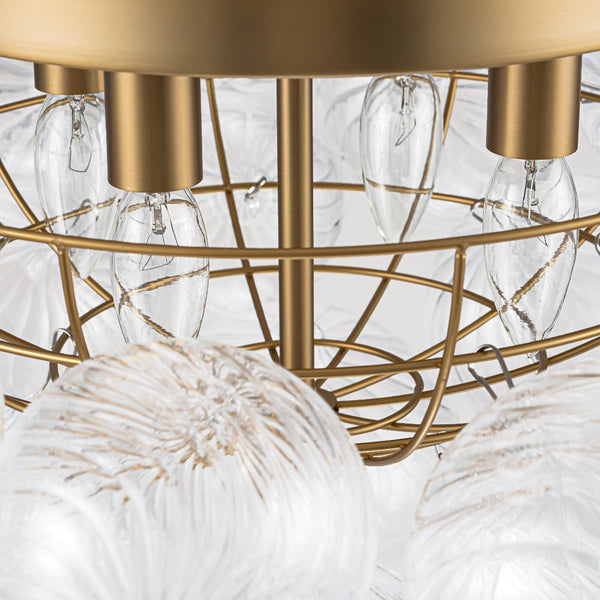 Chandelierias - Gorgeous 4 - Light Clear Textured Glass Bubble Semi - Flush Chandelier - Semi Flush - Ripple Glass -
