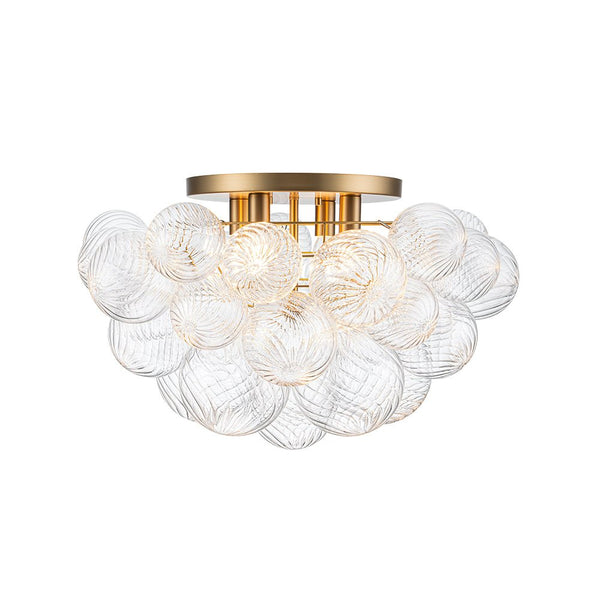 Chandelierias - Gorgeous 4 - Light Clear Textured Glass Bubble Semi - Flush Chandelier - Semi Flush - Swirled Glass -