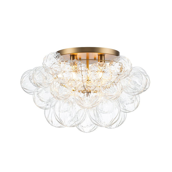 Chandelierias - Gorgeous 4 - Light Clear Textured Glass Bubble Semi - Flush Chandelier - Semi Flush - Swirled Glass -