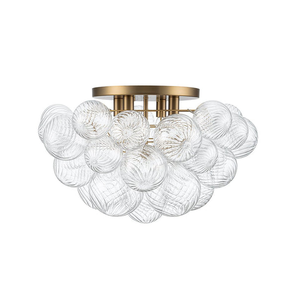 Chandelierias - Gorgeous 4 - Light Clear Textured Glass Bubble Semi - Flush Chandelier - Semi Flush - Swirled Glass -