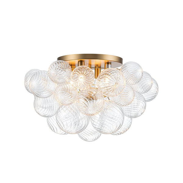Chandelierias - Gorgeous 4 - Light Clear Textured Glass Bubble Semi - Flush Chandelier - Semi Flush - Swirled Glass -