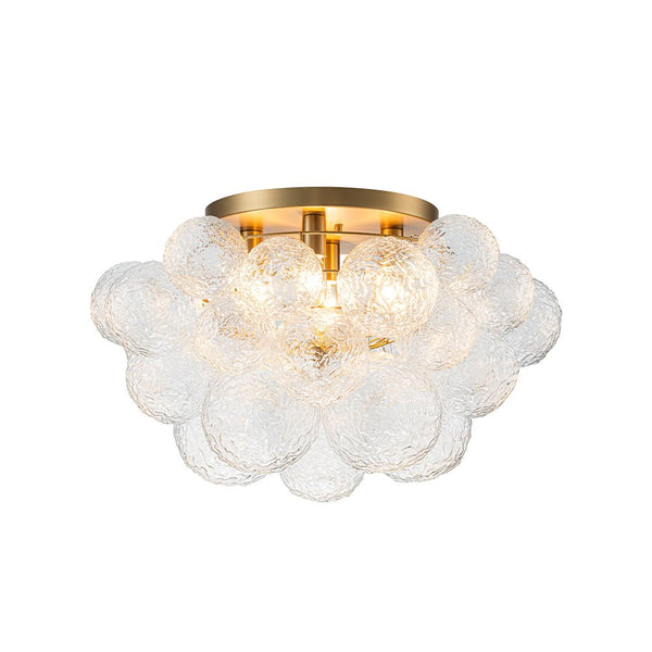 Chandelierias - Gorgeous 4 - Light Clear Textured Glass Bubble Semi - Flush Chandelier - Semi Flush - Wavy - petal Glass -