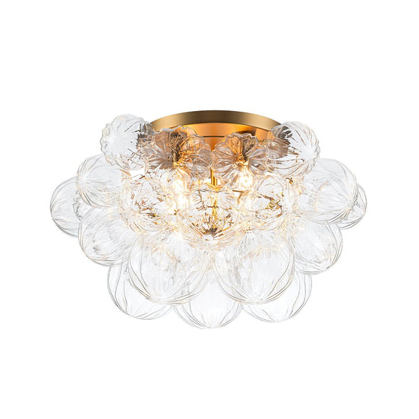 Chandelierias - Gorgeous 4 - Light Clear Textured Glass Bubble Semi - Flush Chandelier - Semi Flush - Wavy - petal Glass -