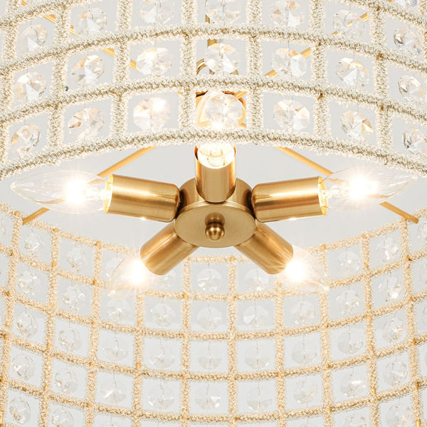Chandelierias - Gorgeous 4 - Light Crystal Drum Pendant - Pendant - Brushed Brass -