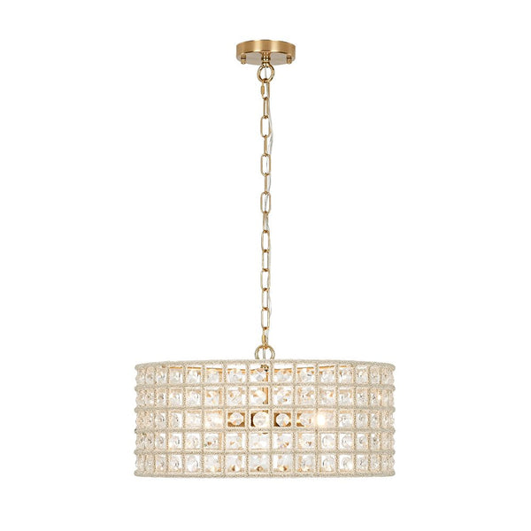 Chandelierias - Gorgeous 4 - Light Crystal Drum Pendant - Pendant - Brushed Brass -