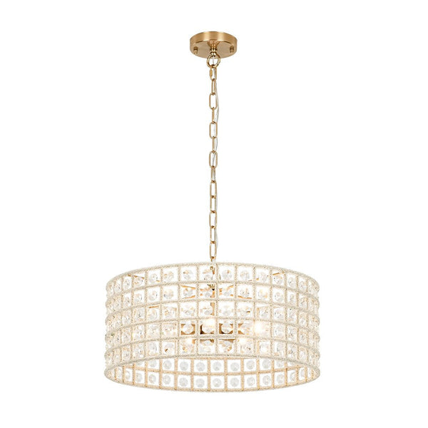 Chandelierias - Gorgeous 4 - Light Crystal Drum Pendant - Pendant - Brushed Brass -