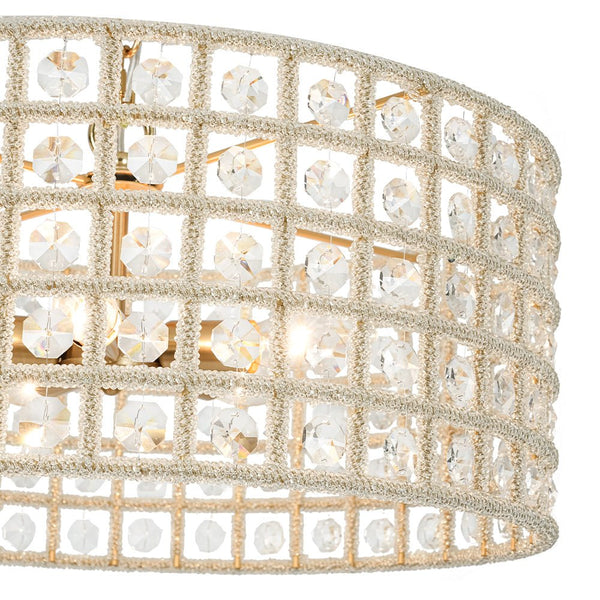 Chandelierias - Gorgeous 4 - Light Crystal Drum Pendant - Pendant - Brushed Brass -