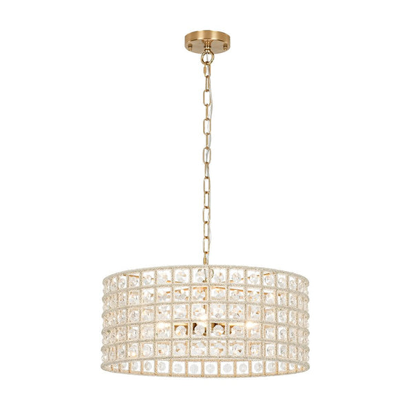 Chandelierias - Gorgeous 4 - Light Crystal Drum Pendant - Pendant - Brushed Brass -