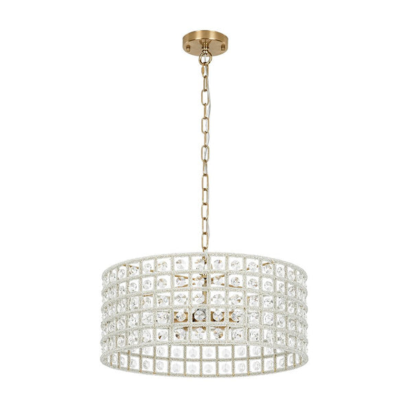 Chandelierias - Gorgeous 4 - Light Crystal Drum Pendant - Pendant - Brushed Brass -